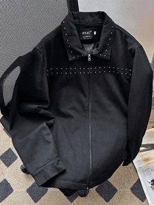 Large Size Men's Jaet Rivet Decorated Zipper Loose Fit Vintage Collar Outerwear Youth Faion Windproof Long Sve Coat
Large Size Men's Jaet Rivet Decorated Zipper Loose Fit Vintage Collar Outerwear Youth Faion Windproof Long Sve Coat