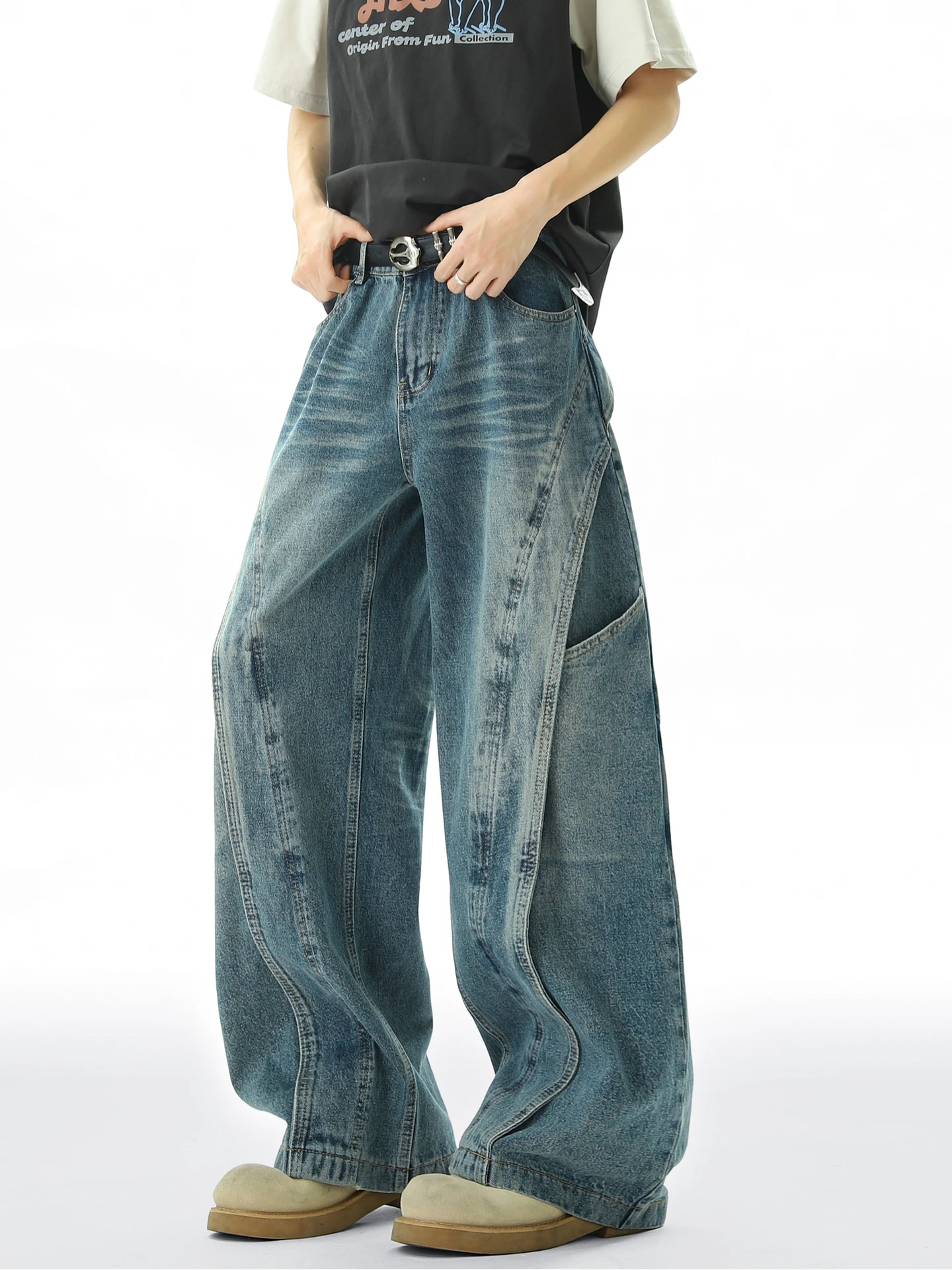 American Retro Washed Deconstructed Jeans Men's Trendy Loose Wide Leg Pants Youth Casual Straight Cut Loose Fit Jeans
American Retro Washed Deconstructed Jeans Men's Trendy Loose Wide Leg Pants Youth Casual Straight Cut Loose Fit Jeans