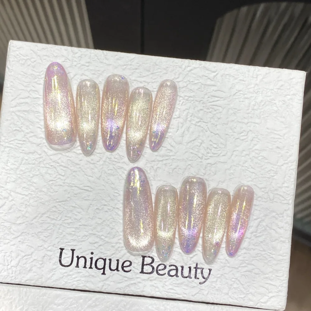 10 штук прозрачных накладных ногтей Aurora Clear Immortal Qi ручной работы, с эффектом сказочной радуги, блестящие, многоразовые.
10 штук прозрачных накладных ногтей Aurora Clear Immortal Qi ручной работы, с эффектом сказочной радуги, блестящие, многоразовые.