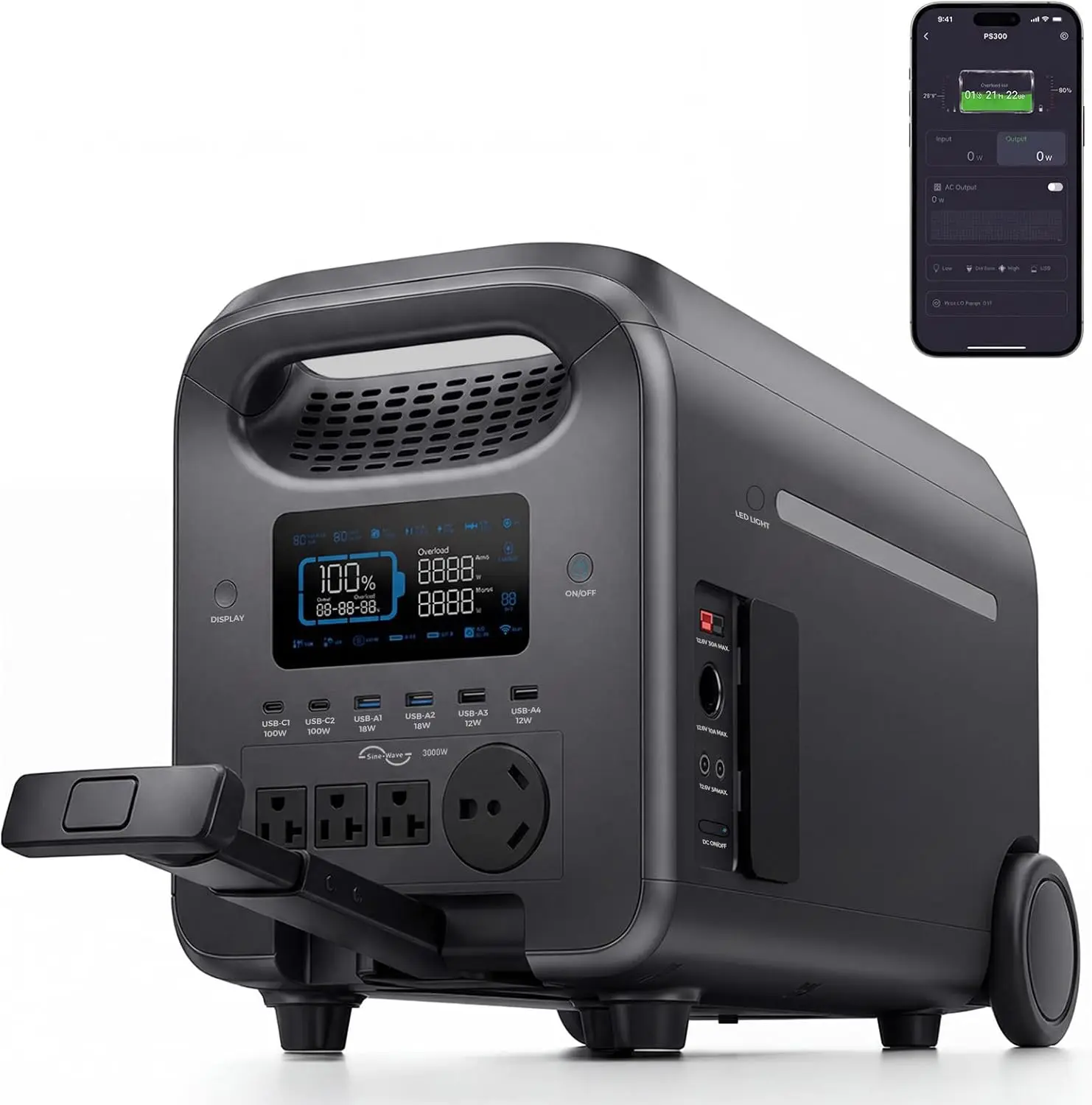 Portable Power Station 3000W (5000W Surge), 2560Wh LiFePO4 Solar Generator with Wheels, 1.6H Fast Charge, 4 AC Ports, 14ms UPS
Portable Power Station 3000W (5000W Surge), 2560Wh LiFePO4 Solar Generator with Wheels, 1.6H Fast Charge, 4 AC Ports, 14ms UPS