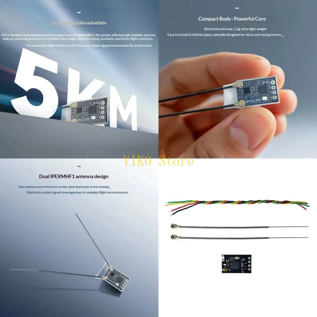 K32C Premium Grade ER16 Wireless Receiver With 100 500Hz Adjustable Updates Speed For Flying Devices 90mm Antennas Length
K32C Premium Grade ER16 Wireless Receiver With 100 500Hz Adjustable Updates Speed For Flying Devices 90mm Antennas Length