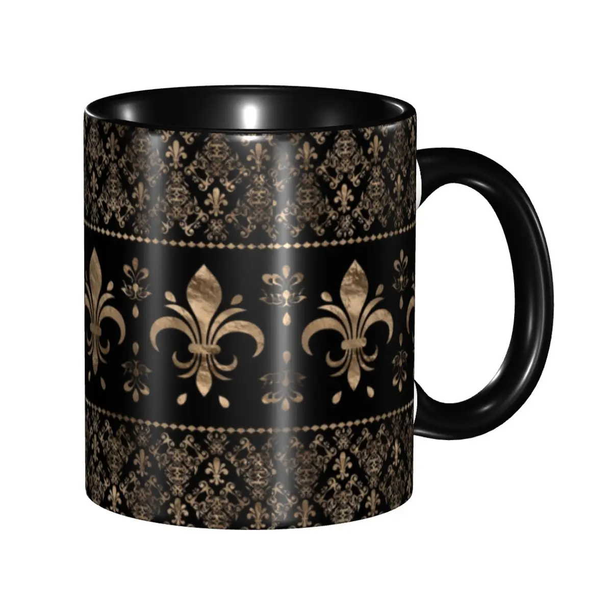 DIY Luxury Black And Gold Fleur De Lys Ceramic Mugs Custom Lily Floral Fleur-de-Lis Coffee Cups Creative Present
DIY Luxury Black And Gold Fleur De Lys Ceramic Mugs Custom Lily Floral Fleur-de-Lis Coffee Cups Creative Present