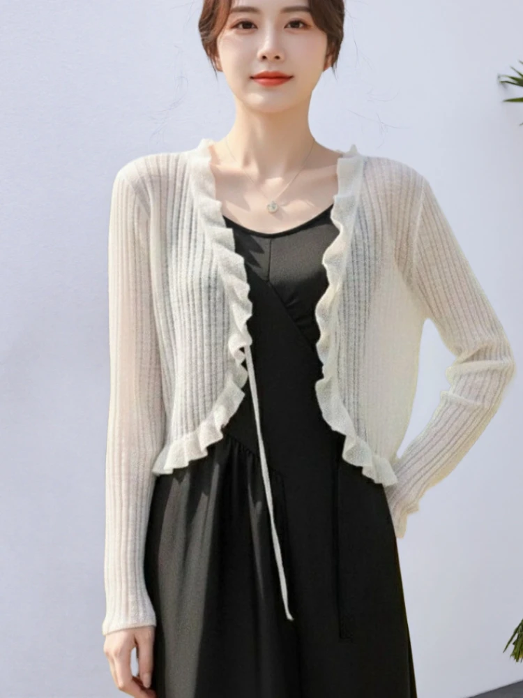 Short Sleeve Open Front Ribbed Knit Cardigan 2026 Lace Trim Button Long Sleeve Women Crop Top Sweater Summer Fairycore Outfit
Short Sleeve Open Front Ribbed Knit Cardigan 2026 Lace Trim Button Long Sleeve Women Crop Top Sweater Summer Fairycore Outfit