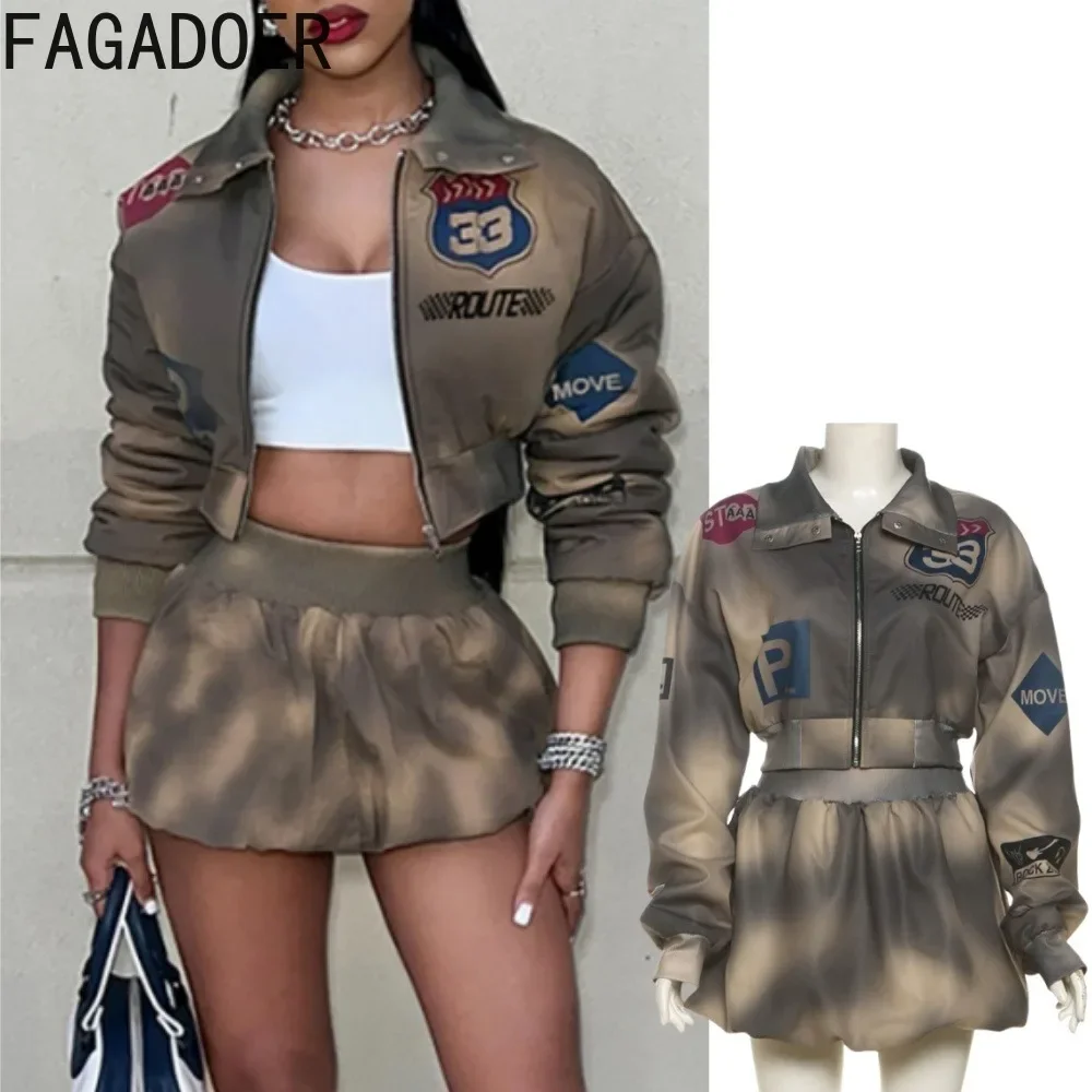 FAGADOER Retro Y2k Tie Dye 2 Piece Skirt Sets Women Outfit Letter Print Zip Jacket + Puff Bubble Skirts Suit Female Streetwear
FAGADOER Retro Y2k Tie Dye 2 Piece Skirt Sets Women Outfit Letter Print Zip Jacket + Puff Bubble Skirts Suit Female Streetwear