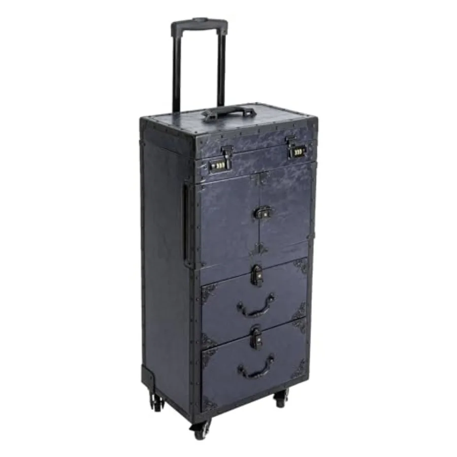 Rolling Lockable Makeup Train Case for Travel, ABS Plastic, Black, 360 Swivel Wheels Smooth Telescopic Handle
Rolling Lockable Makeup Train Case for Travel, ABS Plastic, Black, 360 Swivel Wheels Smooth Telescopic Handle