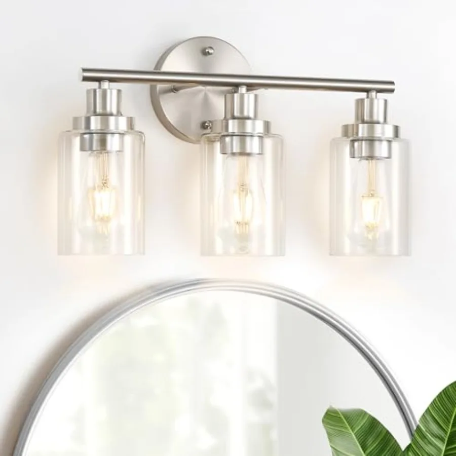 Vanity Wall Light Fixtures Modern 3 Lights Wall Sconce with Clear Glass Shade Brushed Nickel Farmhouse Wall Lamp for Bathroom M
Vanity Wall Light Fixtures Modern 3 Lights Wall Sconce with Clear Glass Shade Brushed Nickel Farmhouse Wall Lamp for Bathroom M