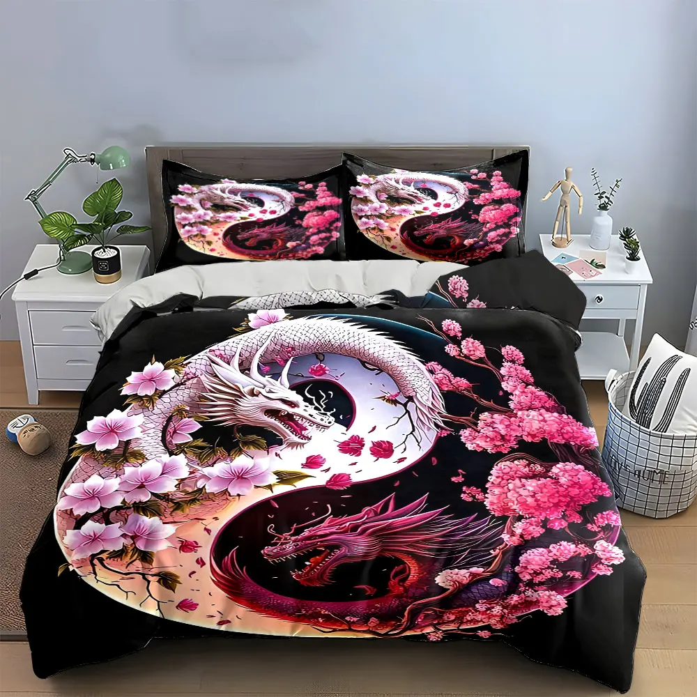 "Dragon Cherry Blossom Decor Set" Soft Skin-Friendly Bedding Set Includes 1 Duvet Cover And 2 Pillowcase, Gift
"Dragon Cherry Blossom Decor Set" Soft Skin-Friendly Bedding Set Includes 1 Duvet Cover And 2 Pillowcase, Gift