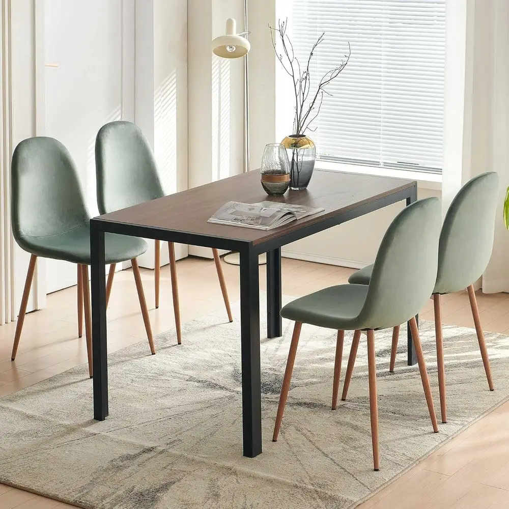 5-Piece Kitchen Table Set with Green Velvet Chairs or 47 Walnut-Grain Dining Table
5-Piece Kitchen Table Set with Green Velvet Chairs or 47 Walnut-Grain Dining Table