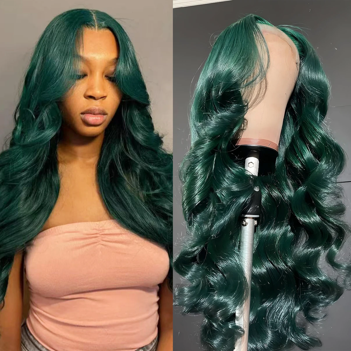 Dark Green Lace Front Wig 13X4 Glueless Long Body Wave Synthetic Hair Frontal Lace Blue Wigs for Women Natural Hairline Daily
Dark Green Lace Front Wig 13X4 Glueless Long Body Wave Synthetic Hair Frontal Lace Blue Wigs for Women Natural Hairline Daily