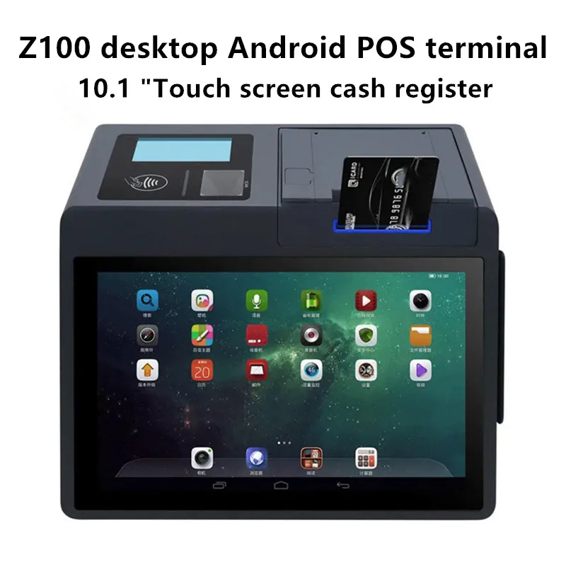 Z100 sales point desktop Android POS terminal cash register with 10.1-inch touch screen NFC Scanner 58/80mm thermal printer
Z100 sales point desktop Android POS terminal cash register with 10.1-inch touch screen NFC Scanner 58/80mm thermal printer