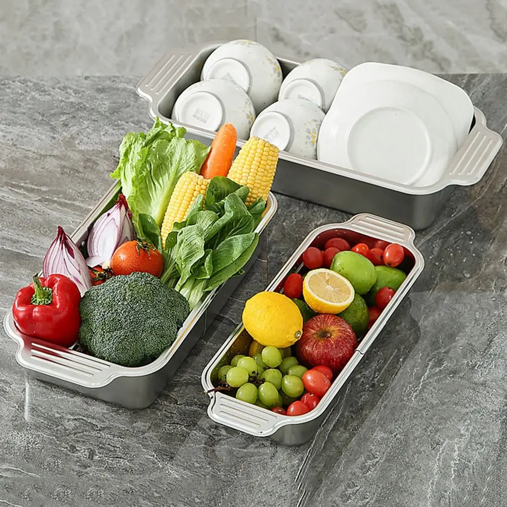 Выдвижная сливная корзина для овощей, утолщенная полка для кухонной мойки из нержавеющей стали 304, сливное отверстие, многоцелевая нижняя часть
Выдвижная сливная корзина для овощей, утолщенная полка для кухонной мойки из нержавеющей стали 304, сливное отверстие, многоцелевая нижняя часть