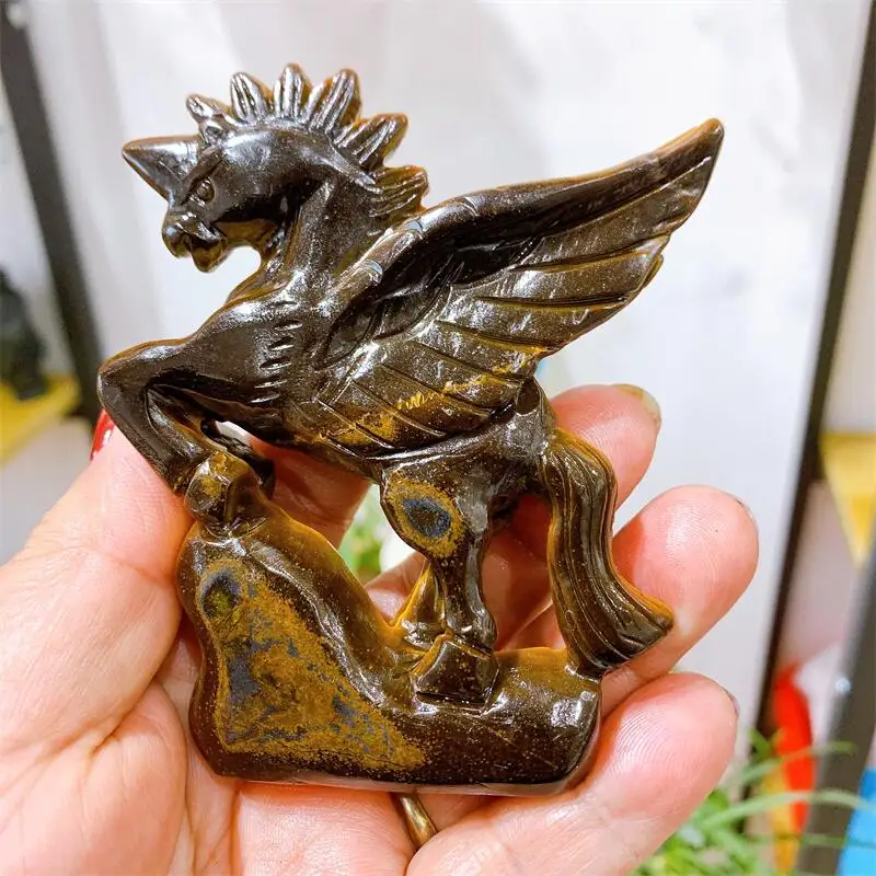 Natural Tiger Eye Stone Unicorn Statue Carved Healing Crystal Reiki Figurine Quartz Gemstone Animals Ornament Gift 1pcs
Natural Tiger Eye Stone Unicorn Statue Carved Healing Crystal Reiki Figurine Quartz Gemstone Animals Ornament Gift 1pcs