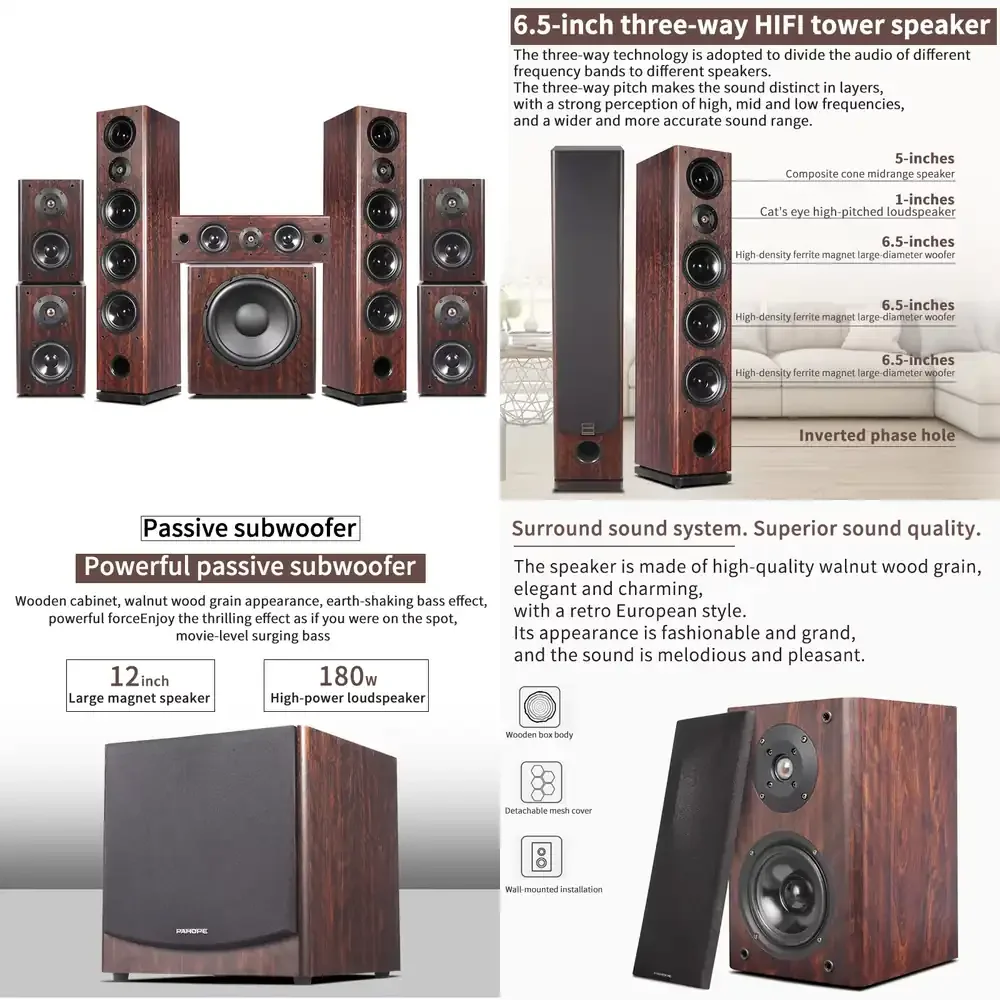 7.1 Tower Home Theater System Surround Sound Floor-standing Wooden Home Theatre System
7.1 Tower Home Theater System Surround Sound Floor-standing Wooden Home Theatre System