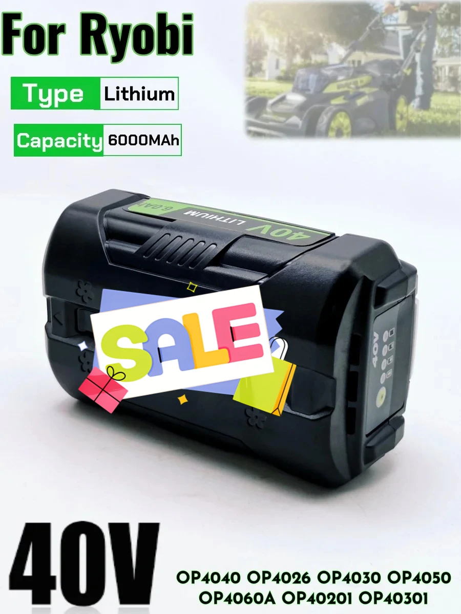 Li-Ion For 40V Ryobi 6.0Ah Rechargeable Battery for RY40502 RY40200 40V Cordless Power Tools Battery OP4050 OP4026 OP40401
Li-Ion For 40V Ryobi 6.0Ah Rechargeable Battery for RY40502 RY40200 40V Cordless Power Tools Battery OP4050 OP4026 OP40401