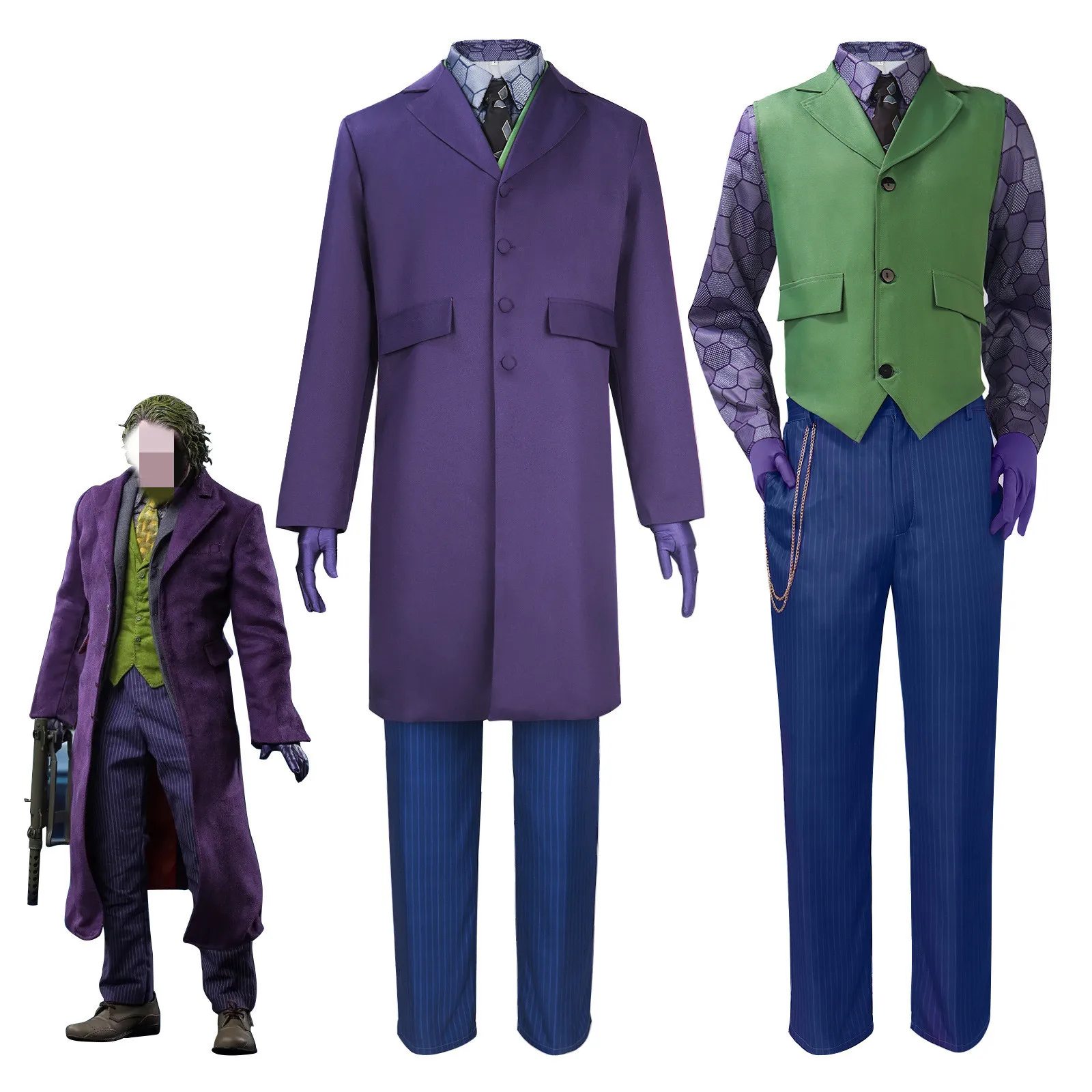 Movie Dark Cos Knight Joker Clown Cosplay Super Villain Costume Outfit Halloween Carnival Masquerade Disguise Roleplay Suit
Movie Dark Cos Knight Joker Clown Cosplay Super Villain Costume Outfit Halloween Carnival Masquerade Disguise Roleplay Suit