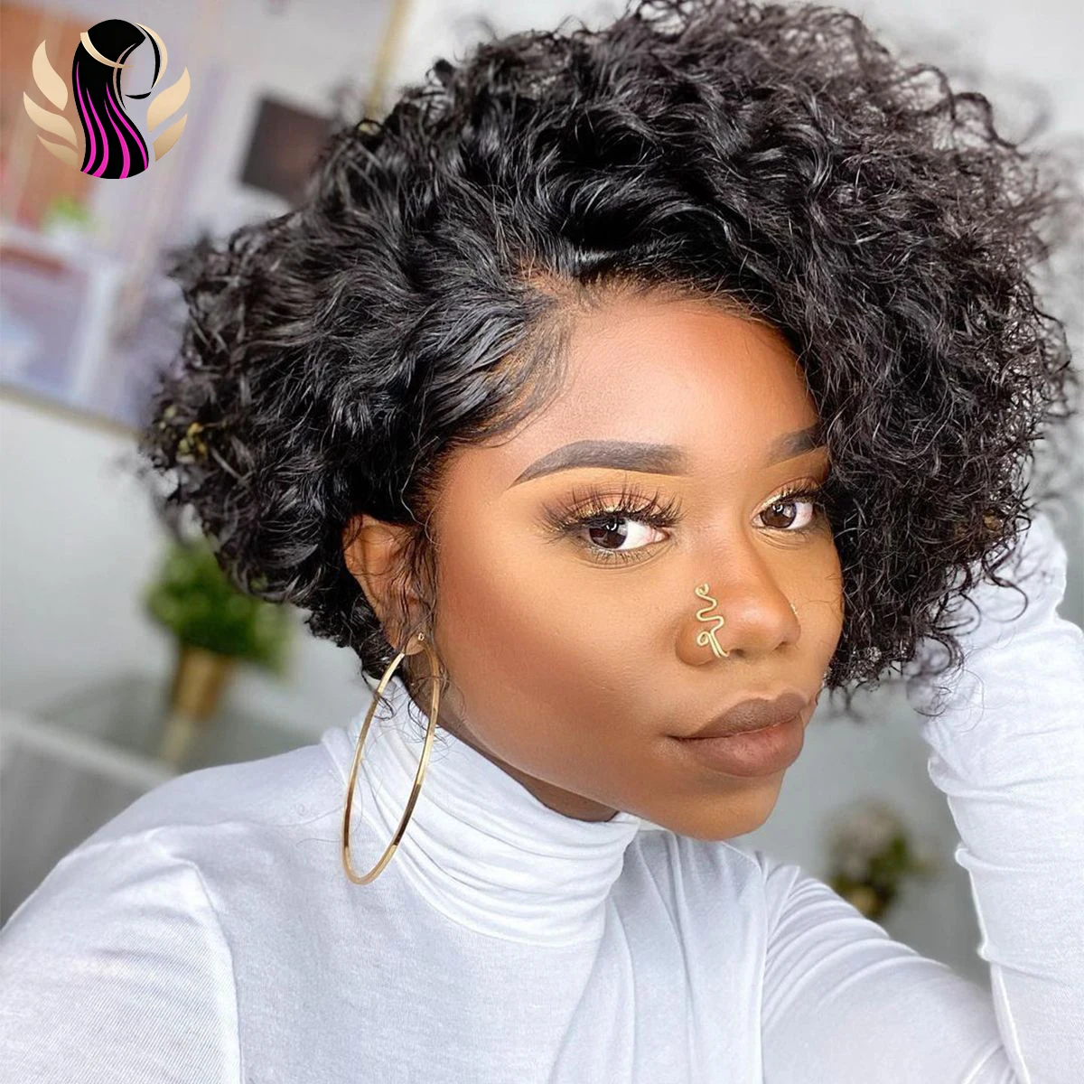 Short Curly Pixie Cut Lace Front Wigs Natural Black 6 inch 13x1 13x4 Human Hair HD Transparent Lace Front Wigs Pre-Plucked Deep Curly Pixie Cut Wigs For Black Women
Short Curly Pixie Cut Lace Front Wigs Natural Black 6 inch 13x1 13x4 Human Hair HD Transparent Lace Front Wigs Pre-Plucked Deep Curly Pixie Cut Wigs For Black Women