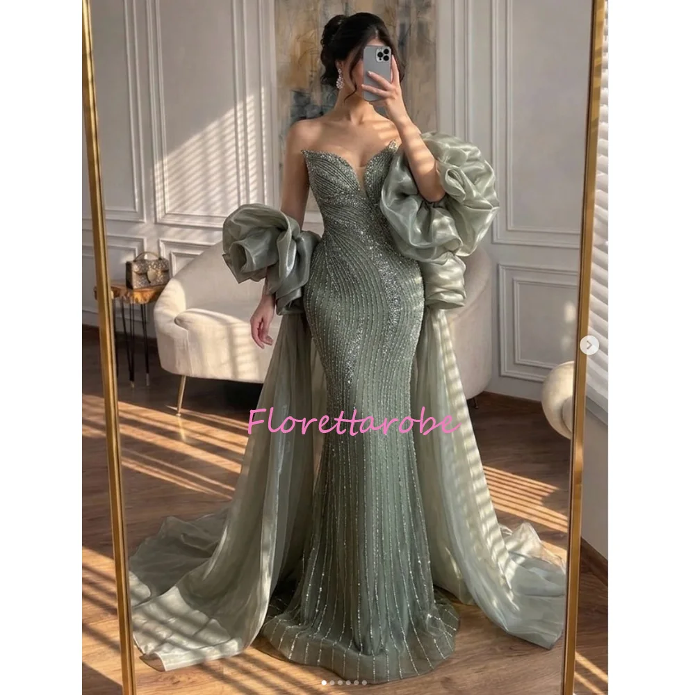 Luxurious Dubai Strapless Mermaid Beaded Evening Dress Detachable Sleeves Party Gown Prom Dresses Customized
Luxurious Dubai Strapless Mermaid Beaded Evening Dress Detachable Sleeves Party Gown Prom Dresses Customized