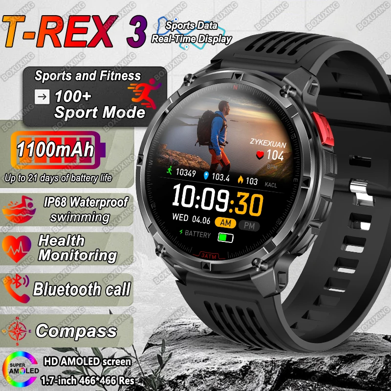 2025 New 1100mAh Battery T-Rex 3 Outdoor Sports Smart Watch Men IP68 Waterproof Bluetooth Call AMOLED Compass Sports Smart Watch
2025 New 1100mAh Battery T-Rex 3 Outdoor Sports Smart Watch Men IP68 Waterproof Bluetooth Call AMOLED Compass Sports Smart Watch