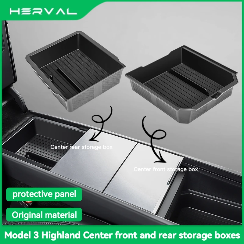 Herval Tesla Model 3Y 2024 Refresh Center Console Storage Box with Silicone Liner, Anti-Slip Organizer for Front & Rear Armrest
Herval Tesla Model 3Y 2024 Refresh Center Console Storage Box with Silicone Liner, Anti-Slip Organizer for Front & Rear Armrest