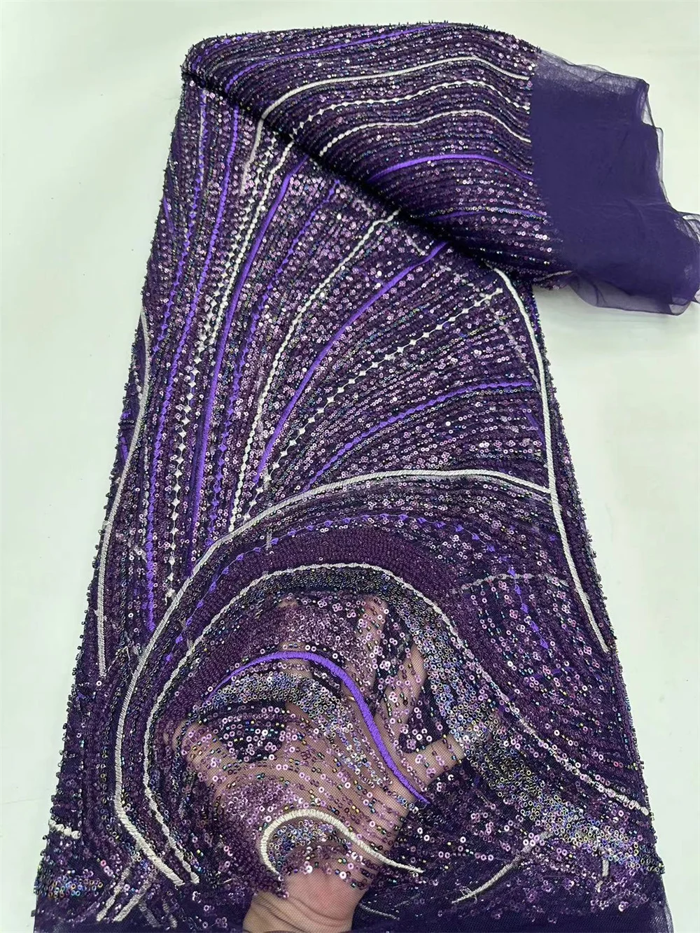 African Fabric Heavy Purple Sequins Lace Fabric With Bead Sequin For Bridal Dress Luxury Evening Dress French Lace 5 yards W11-1
African Fabric Heavy Purple Sequins Lace Fabric With Bead Sequin For Bridal Dress Luxury Evening Dress French Lace 5 yards W11-1