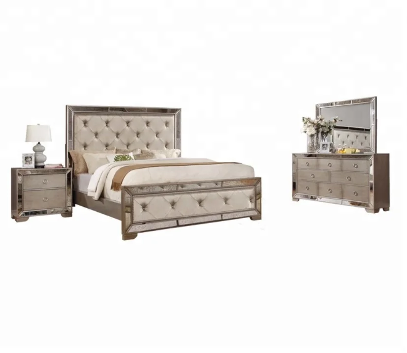 !@Mirrored Bedroom Set with Nibar Furnitureing Table Luxury Design Bedroom Furniture Wood Modern American Style Wooden Beds 5 Se
!@Mirrored Bedroom Set with Nibar Furnitureing Table Luxury Design Bedroom Furniture Wood Modern American Style Wooden Beds 5 Se