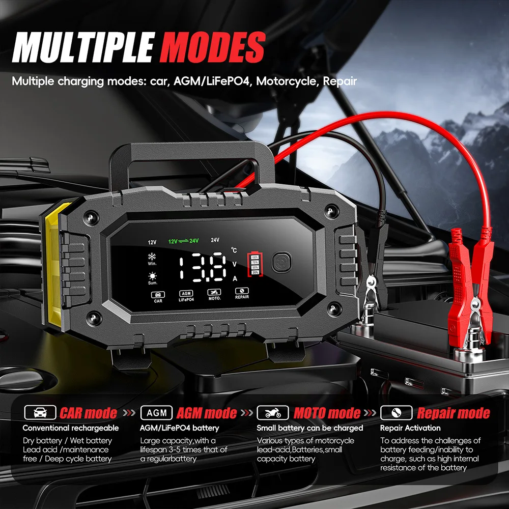 12V 24V Portable Car Battery Charger 10A Large-Screen Motorcycle Battery Charger Fully Automatic Battery Charger
12V 24V Portable Car Battery Charger 10A Large-Screen Motorcycle Battery Charger Fully Automatic Battery Charger