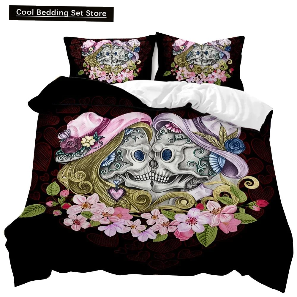Skull Duvet Cover Set Rose Floral Twin Bedding Set Printed Valentine's Day Halloween Skull Gothic Skeleton Polyester Qulit Cover
Skull Duvet Cover Set Rose Floral Twin Bedding Set Printed Valentine's Day Halloween Skull Gothic Skeleton Polyester Qulit Cover
