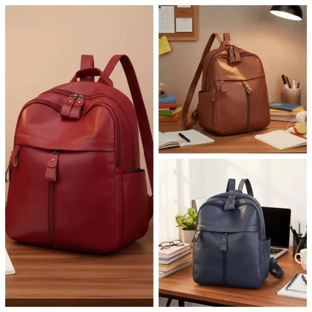 New PU Leather School Bag Large Capacity Anti-Splash Water Travel Bag Multi Pocket Solid Color Bookbag
New PU Leather School Bag Large Capacity Anti-Splash Water Travel Bag Multi Pocket Solid Color Bookbag