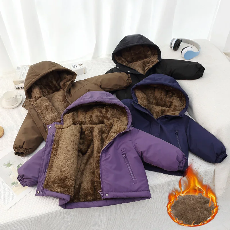 Boys Girls Down Jackets Children Thick Plush Coats Padded Hooded Outerwear For Kids Fashion Teenager Lambwool Snow Outerwear
Boys Girls Down Jackets Children Thick Plush Coats Padded Hooded Outerwear For Kids Fashion Teenager Lambwool Snow Outerwear