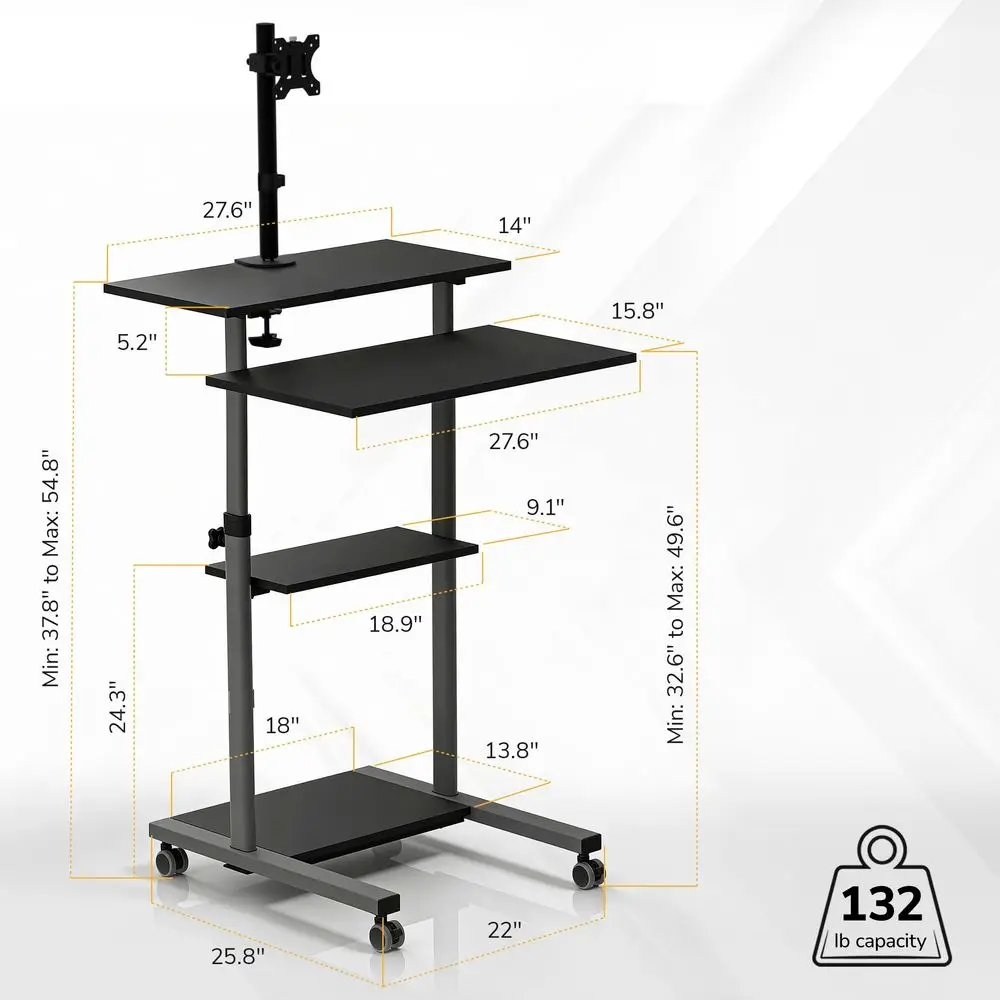 Mobile Computer Cart with Monitor Mount for Screen up to 32, Portable Desk on Wheels, Rolling Laptop Stand Teachers, Office, Cl
Mobile Computer Cart with Monitor Mount for Screen up to 32, Portable Desk on Wheels, Rolling Laptop Stand Teachers, Office, Cl
