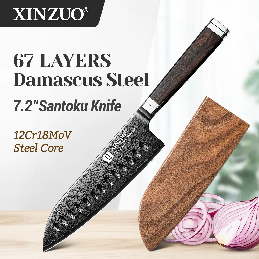 XINZUO 7.2” Santoku Knife 67 Layers Damascus Steel 12Cr18MoV Steel Core Domestic Kitchen Knife 15° Cutting Edge Exquisite Gift
XINZUO 7.2” Santoku Knife 67 Layers Damascus Steel 12Cr18MoV Steel Core Domestic Kitchen Knife 15° Cutting Edge Exquisite Gift