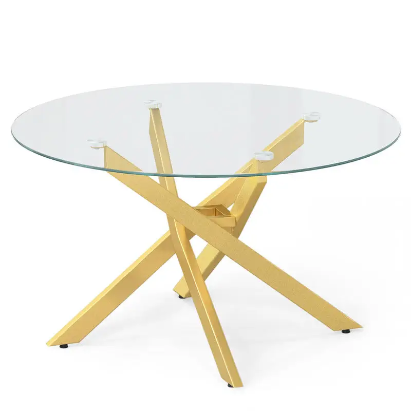 Glass Coffee Table Round Clear Center Table with Tempered Glass Top-Golden
Glass Coffee Table Round Clear Center Table with Tempered Glass Top-Golden
