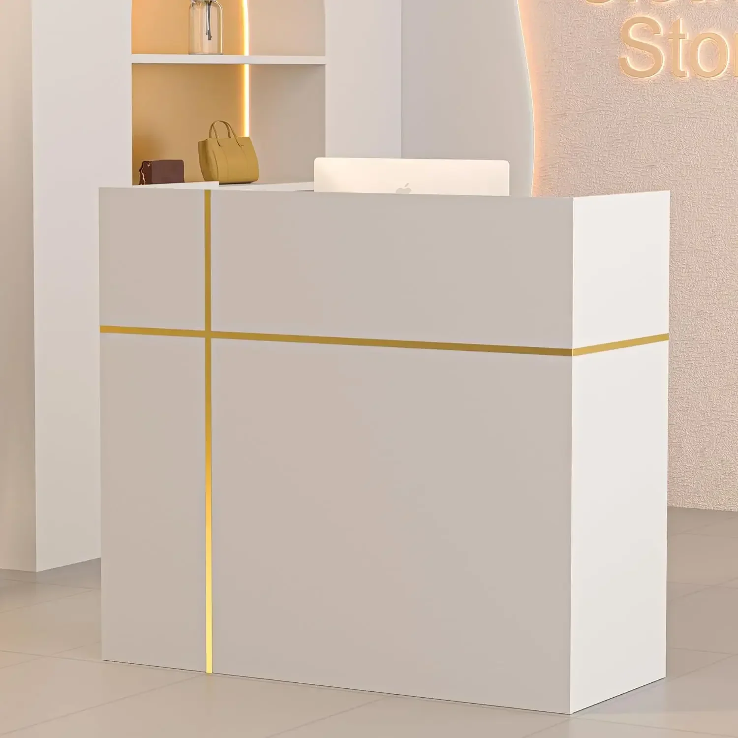 Reception Desk with Counter, Modern Front Table Equipped Lockers & Storage Shelves, Checkout Counter
Reception Desk with Counter, Modern Front Table Equipped Lockers & Storage Shelves, Checkout Counter