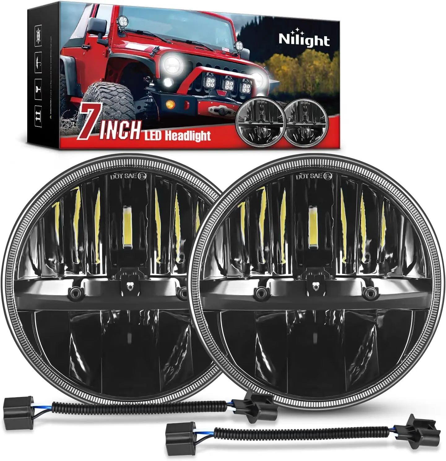 Nilight 2PCS 7 Inch LED Headlights High Low Beam Round Headlamp for 2007 2008 2009 2010 2011 2012 2013 2014 2015 2016 2017 JK JKU 1997-2006 Wrangler TJ 2 Door
Nilight 2PCS 7 Inch LED Headlights High Low Beam Round Headlamp for 2007 2008 2009 2010 2011 2012 2013 2014 2015 2016 2017 JK JKU 1997-2006 Wrangler TJ 2 Door