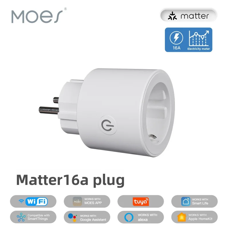 MOES Matter WiFi Smart EU Plug Socket, APP Remote Timer, Works with HomeKit Alexa Google Home for Home Office Kitchen
MOES Matter WiFi Smart EU Plug Socket, APP Remote Timer, Works with HomeKit Alexa Google Home for Home Office Kitchen