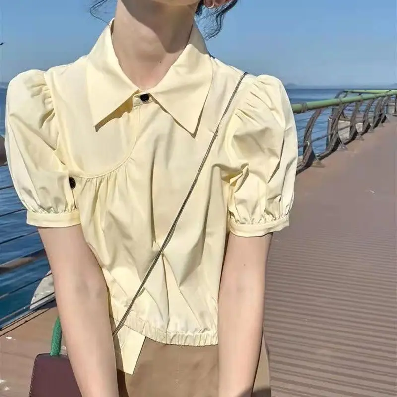 Irregular Design Puff Sleeve Shirt for Women New High-end and Versatile Temperament Short Sleeves
Irregular Design Puff Sleeve Shirt for Women New High-end and Versatile Temperament Short Sleeves