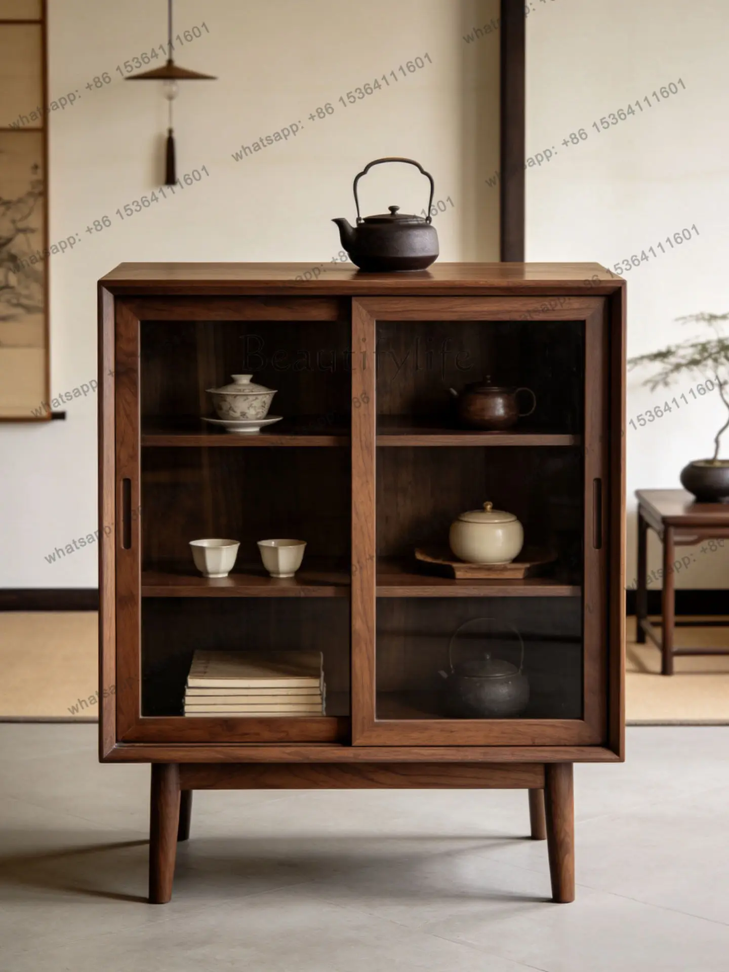 New Chinese-style North American black walnut dining side cabinet Song-style aesthetic sliding cabinet solid wood glass
New Chinese-style North American black walnut dining side cabinet Song-style aesthetic sliding cabinet solid wood glass