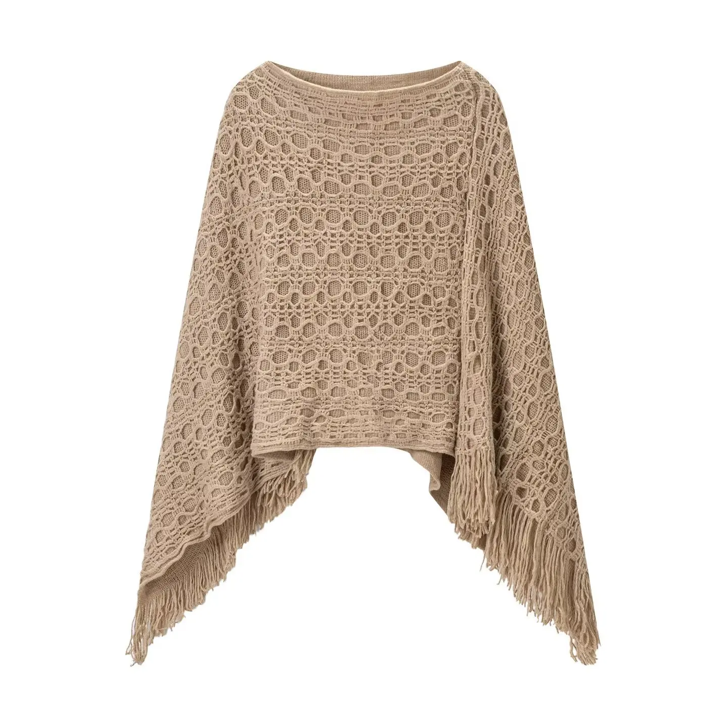 Spring and Autumn Cape New Tide Tassel Cloak Shawl Coat Women's Hoodie Loose Hollow Knitted Sweater Poncho P1
Spring and Autumn Cape New Tide Tassel Cloak Shawl Coat Women's Hoodie Loose Hollow Knitted Sweater Poncho P1