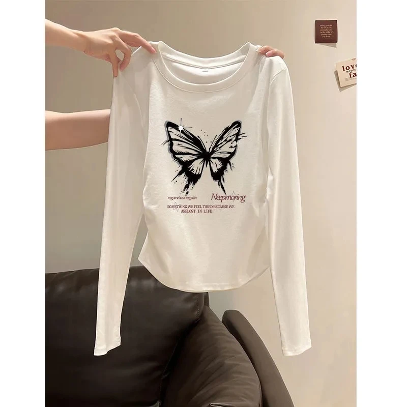 Butterfly Print Tee Women Long Sleeve O Neck Simple T Shirt Slim Fit American Jazz Dance Cropped Tops Pretty Style
Butterfly Print Tee Women Long Sleeve O Neck Simple T Shirt Slim Fit American Jazz Dance Cropped Tops Pretty Style
