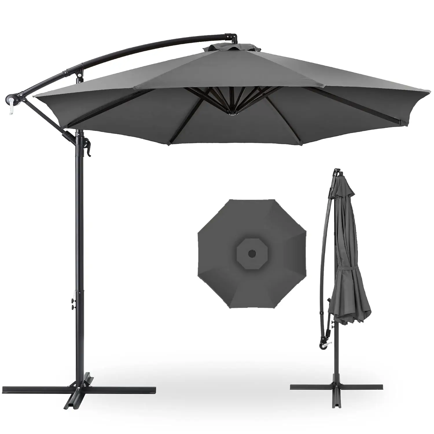 10ft Offset Hanging Market Patio Umbrella w/Easy Tilt Adjustment, Polyester Shade, 8 Ribs for Backyard, Poolside,, Customized
10ft Offset Hanging Market Patio Umbrella w/Easy Tilt Adjustment, Polyester Shade, 8 Ribs for Backyard, Poolside,, Customized
