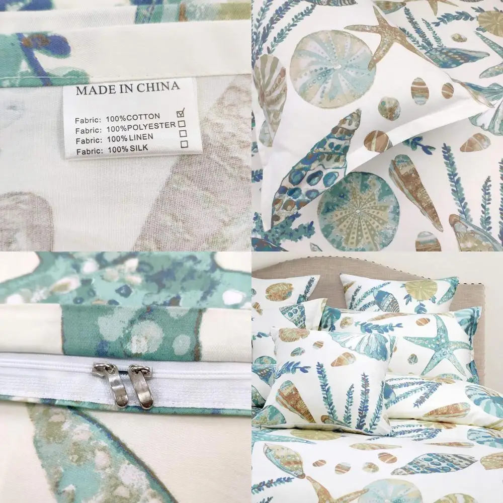 Комплект постельного белья King/Cal King BeachThemed из 100% хлопка с белыми, бирюзовыми, ракушками и морской звездой
Комплект постельного белья King/Cal King BeachThemed из 100% хлопка с белыми, бирюзовыми, ракушками и морской звездой