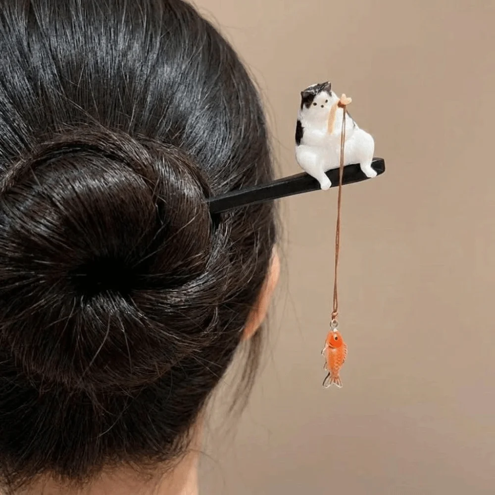 Black Sandalwood Cat Fishing Hair Stick Tassel Hair Sticks for Buns Wooden Hair Stick Hanfu Headwear Hair Chopstick
Black Sandalwood Cat Fishing Hair Stick Tassel Hair Sticks for Buns Wooden Hair Stick Hanfu Headwear Hair Chopstick
