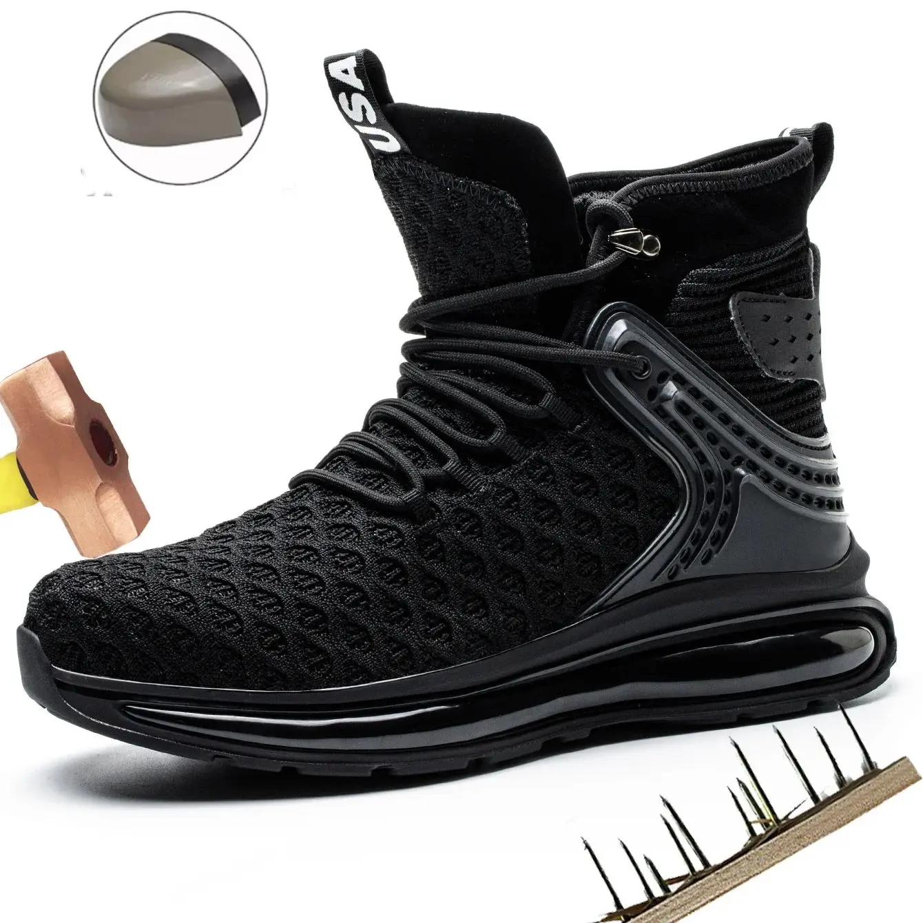 Men's Steel Toe Safety Shoes Anti-Crush And Piercing Soft Sole Outdoor Workshop Work Boots Solid Color Safety Boots
Men's Steel Toe Safety Shoes Anti-Crush And Piercing Soft Sole Outdoor Workshop Work Boots Solid Color Safety Boots
