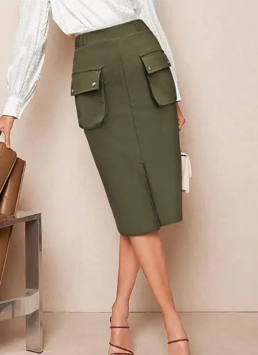 Spring and Summer Solid Color High Waisted Hip Hugging Skirt Elegant Casual Workwear Style Pocket Slit Design Women's Skirt
Spring and Summer Solid Color High Waisted Hip Hugging Skirt Elegant Casual Workwear Style Pocket Slit Design Women's Skirt