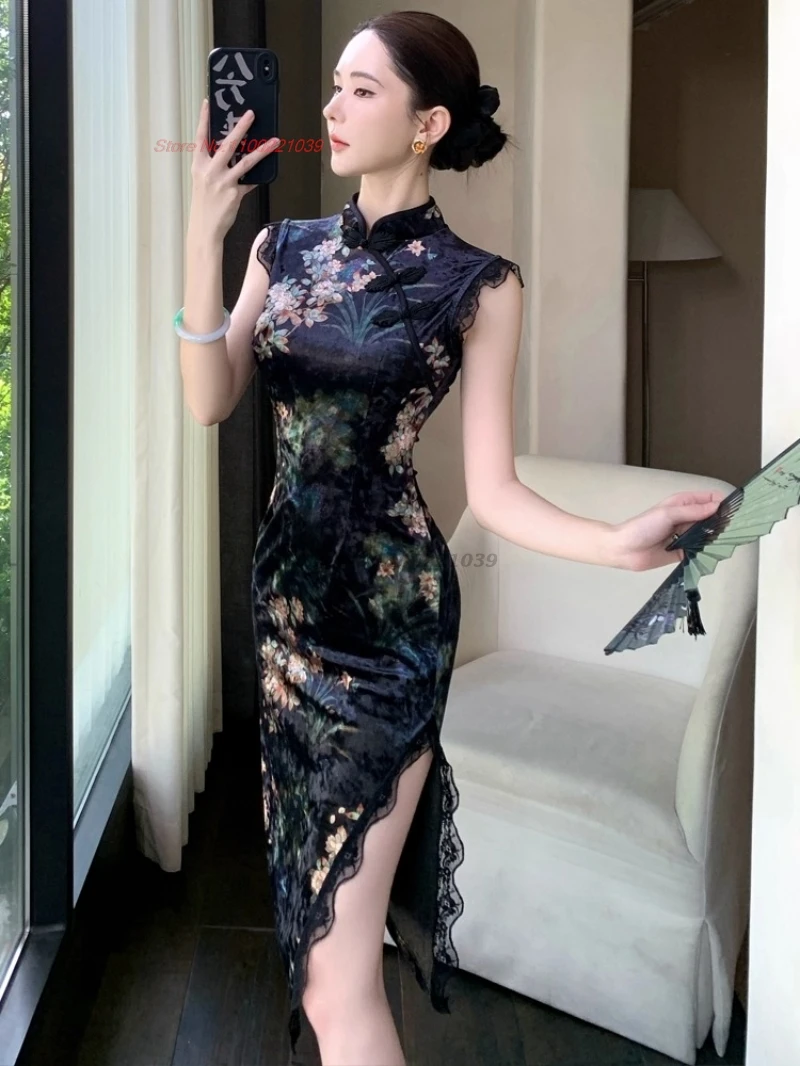 Китайское сексуальное платье 2025 года, улучшенное Cheongsam с национальным цветочным принтом, бархатное Ципао, традиционное вечернее платье для банкета в ночном клубе, Ципао
Китайское сексуальное платье 2025 года, улучшенное Cheongsam с национальным цветочным принтом, бархатное Ципао, традиционное вечернее платье для банкета в ночном клубе, Ципао