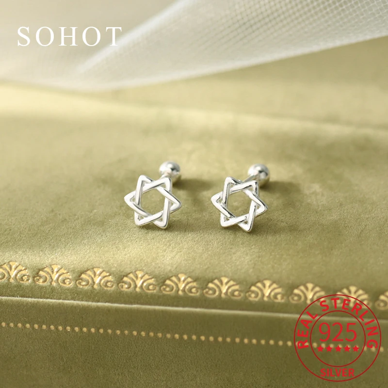 Real 925 Sterling Silver Minimalist Hollow Star Piercing Screw Bead Mini Stud Earrings for Women Fine Jewelry Accessories
Real 925 Sterling Silver Minimalist Hollow Star Piercing Screw Bead Mini Stud Earrings for Women Fine Jewelry Accessories