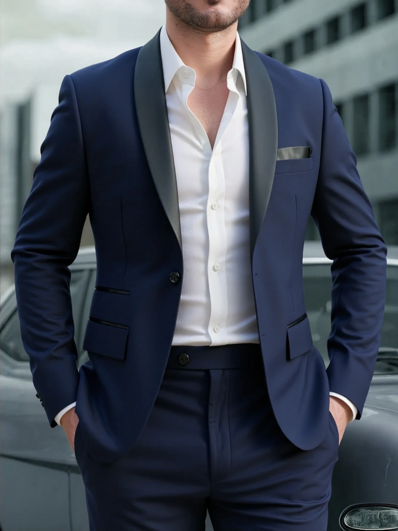 Men's Shawl Lapel Two Piece Formal Suit, Slim Fit Business Outfit, Perfect for Office, Meeting & Prom
Men's Shawl Lapel Two Piece Formal Suit, Slim Fit Business Outfit, Perfect for Office, Meeting & Prom