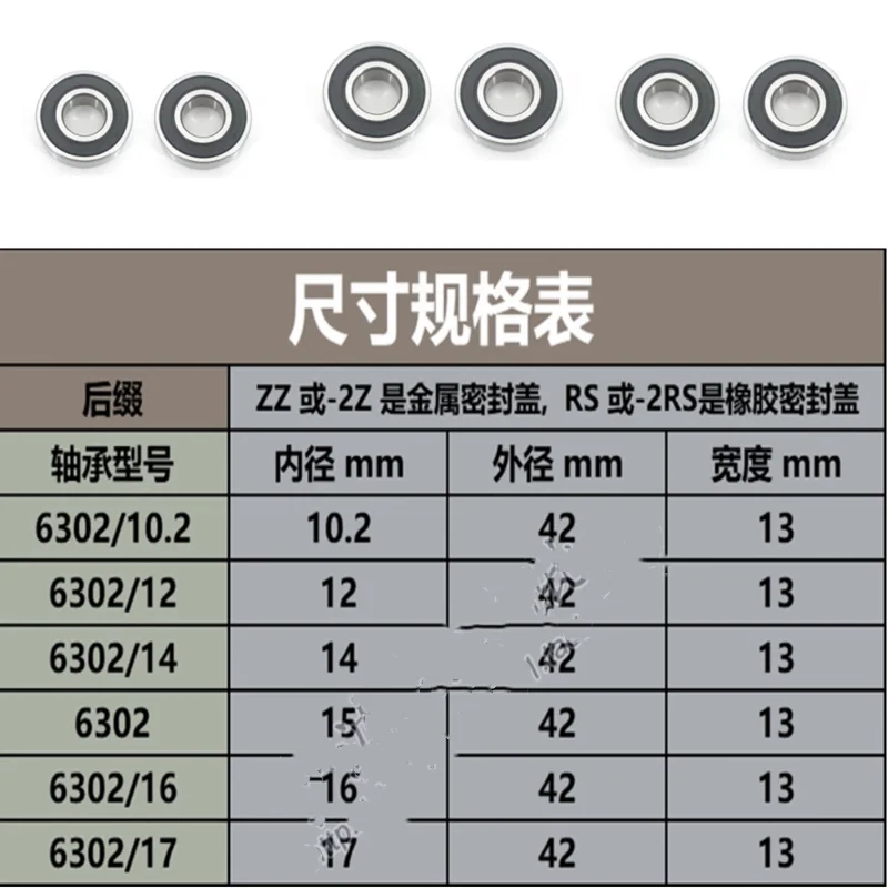 2Pcs Non-Standard Bearing Inner Hole 42x13mm Standard Series 6302 Variants 10.2 12 14 15 16 17 for Industrial Applications
2Pcs Non-Standard Bearing Inner Hole 42x13mm Standard Series 6302 Variants 10.2 12 14 15 16 17 for Industrial Applications