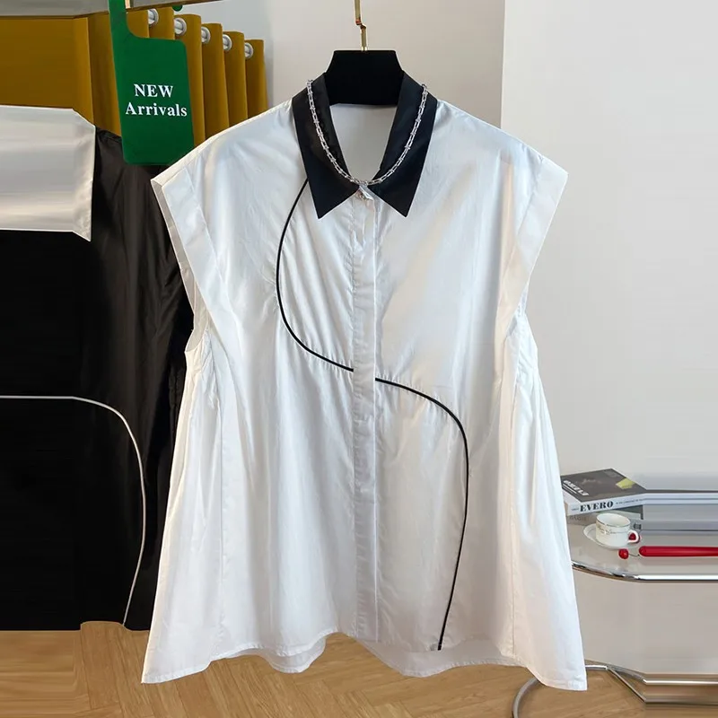 Women Summer Casual Shirt New Arrival 2024 Korean Style Turn-down Collar Basics Loose Female Sleeveless Cotton Tops Shirts B3700
Women Summer Casual Shirt New Arrival 2024 Korean Style Turn-down Collar Basics Loose Female Sleeveless Cotton Tops Shirts B3700
