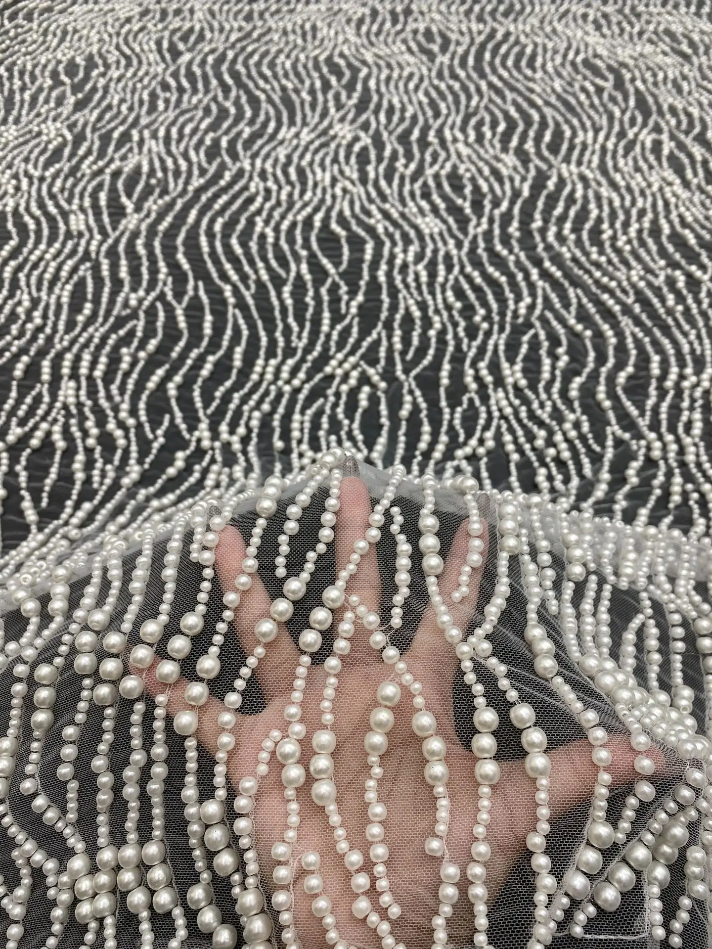 Luxury pearl tulle embroidered lace fabric for wedding dresses women's skirts fashion bead-embroidered fabric sewing materials
Luxury pearl tulle embroidered lace fabric for wedding dresses women's skirts fashion bead-embroidered fabric sewing materials